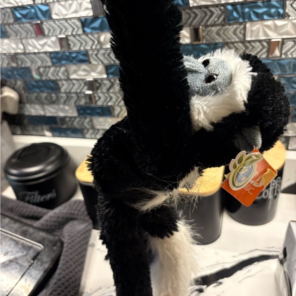 Plush Stuffed Monkey Toy - Black and White - Picture 3 of 3